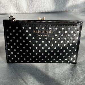 Kate Spade New York Spencer Metallic Dot Small Slim Bifold Wallet | Black/Silver